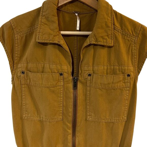 Free People Utility Romper Parachute Brief Short Jumpsuit Taupe Boho Casual XS - Picture 3 of 10
